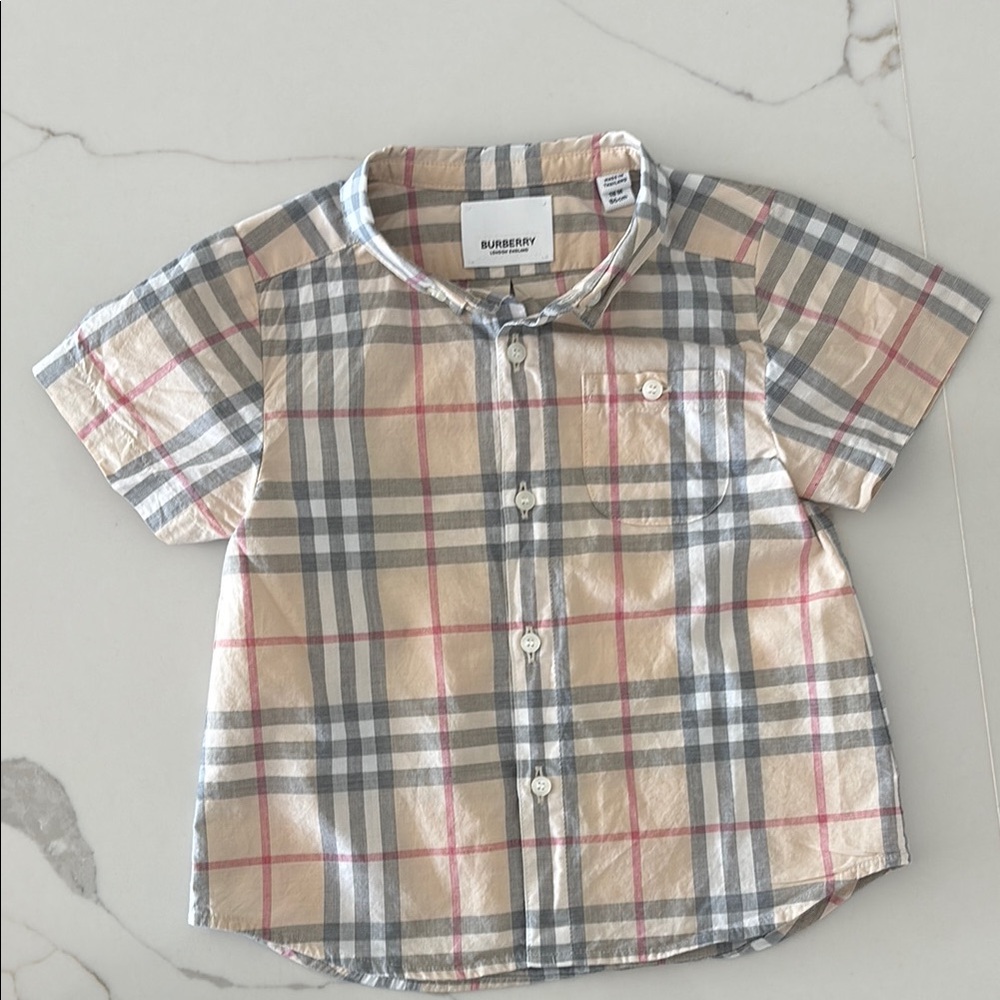 Burberry Kids Checkered Shirt - Beige and Gray